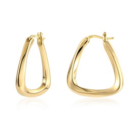 Kleine Gold Creolen Ohrringe für Damen, 14K Vergoldet Silber 925 Gedrehte Ohrringe Klobige Gedrehte Große Dicke Silber Ohrringe Creolen Trendige Geometrische Creolen Ohrringe Quadratische Ohrringe