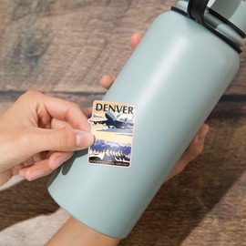 Die Cut Sticker Denver, Colorado, Airport View, Contour Vinyl Sticker 1 to 3 inches (Waterproof Decal for Cars, Water Bottles, Laptops, Coolers), Small