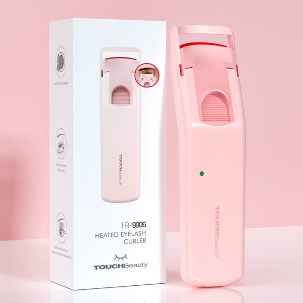 Heated Eyelash Curlers, TOUCHBeauty Electric Eyelash Curler with Heating Silicone Pad for Women, Natural Curling 24 Hours Long Lasting TB-9906, Pink