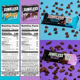 Junkless Chocolate Chip & Double Chocolate Chewy Granola Bars Twin Pack - Less Sugar, Great Tasting, Wholesome Snacks - 1.1 oz. Bars