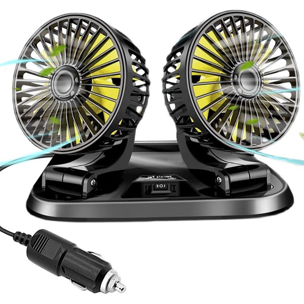 MACHSWON Double Head cooling fans Car Fan 360 Degree Rotation
