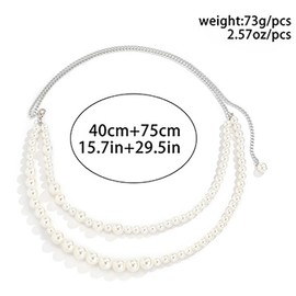 Cubahop Big Double Pearl Waist Belly Chain Silver Body Chain Jewelry Accessories for Women and Girls