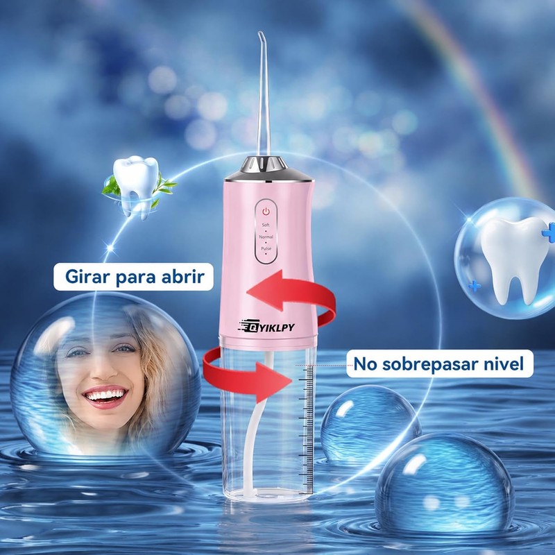 Irrigador Bucal de Agua,limpiador Dental con 3 Modos y 8