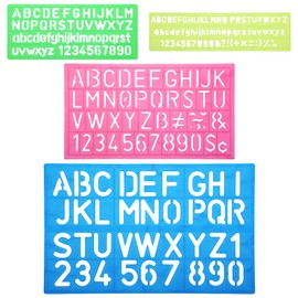 Molain Letter Stencil, 4-Piece Plastic Letter Stencil Set, Alphabet Stencil, Letters Small Number Stencils for Children, Drawing Stencil, Painting, Learning, DIY