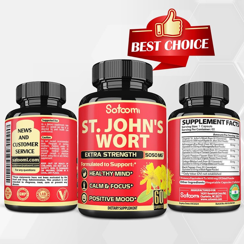 6in1 St. John's Wort Capsules Extract Supplement - Mood &