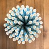 Light Blue Striped Drinking Paper Straws for Birthday Party Wedding