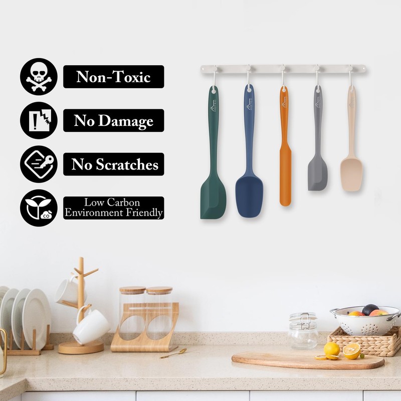 HOTEC Heat Resistant 600℉ Food Grade Silicone Rubber Spatula Set