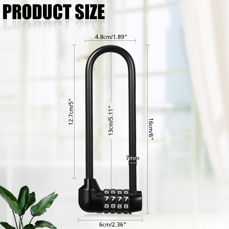 Shimeyao 2 Pieces 6 Inch Long Shackle Combination Lock 4