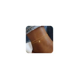 Turandoss Gold Initial Ankle Bracelets for Women Trendy - 14K Gold Plated Layered Bead Chain Ankle Bracelet Initial A Ankle Bracelets Gold Initial Ankle Bracelets for Women Trendy Jewelry Gifts