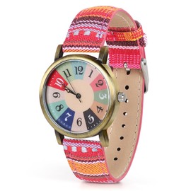 Aylion Watches for Women, Upgraded Bohemian Multicolor Rainbow Pattern Ladies' Watches, PU Leather Strap,Gifts Suitable for Best Friends,Elders and Parents (Multicolor)