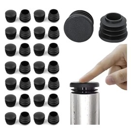 30PCS 22mm Round Plastic Black Round Tube Covers Plugs Black Plastic Tube Inserts Chair Leg End Caps Tube Domed Inserts End Caps Stoppers Plastic Plug Protectors for Chairs Table Legs