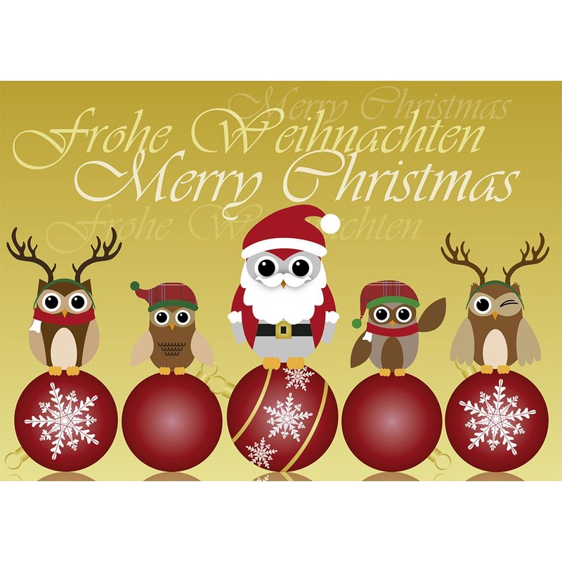 12 Postkarten - Mix Eulen Weihnachten Weihnachtskarten 6 verschiedene Motive