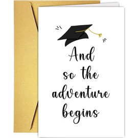 Supoeguk Adventure Graduation Card for Him Her, Grad Card for Boy Girl, Congratulations Card for New Graduate, and So The Adventure Begins