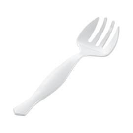 Restaurantware-Cater Tek 8.5 Inch Large Serving Forks, 10 Disposable Serving Utensils - 4 Prongs, Comfortable Handle, White Plastic Forks, Serve Hot And Cold Food, For Buffets, Banquets, And More