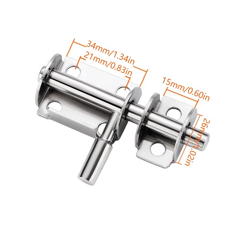 Pack of 2 Stainless Steel Door Bolt Mini Lock Bolt