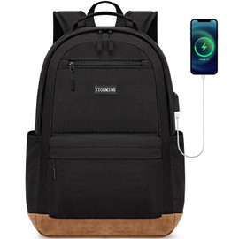 School Backpack for Men and Women, Blackkhaki, 15.6 inches