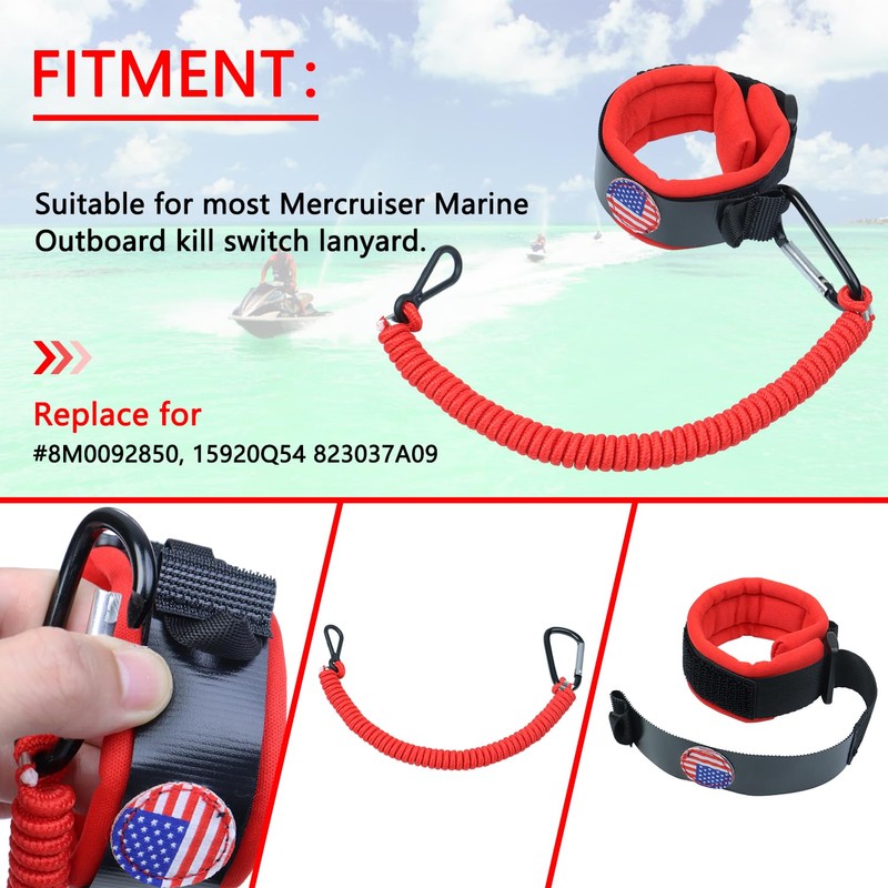 GZZTORES Jet Ski Lanyard Boat Kill Switch Key Lanyards Wrist