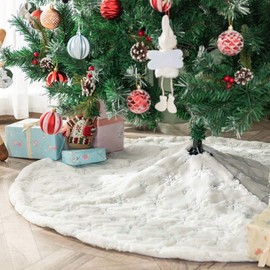 Deggodech Christmas Tree Skirts, Christmas Tree Skirt, Round Christmas Tree Skirt, Fur Christmas Tree Stand Carpet for Christmas Holiday Decorations