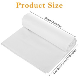 100% White Cotton Fabric 3 Yards 59 Inches Wide Cotton Quilting Fabric by The Yard, Soft Embroidery Muslin Fabrics for Sewing Material Apparel Cloth