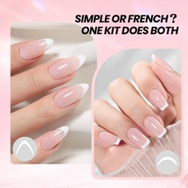 Beetles French Manicure Kit - White Nude Pink Gel Nail Polish Soak Off UV LED French Tip Gel Polish with 2 French Manicure Nail Art Sticker Sheets, Classic French Nail Kit for DIY at Home or Salon