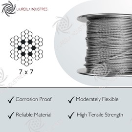 Laureola 1/16" Type-7x7 Grade-304 Stainless Steel Aircraft Wire Rope - 500 ft