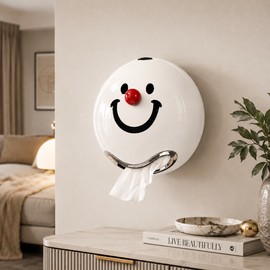 Smiley Face Tissue Box Holder for Home - Light Luxury Desktop Tissue Dispenser for Living Room, Kitchen, Bedroom and Office