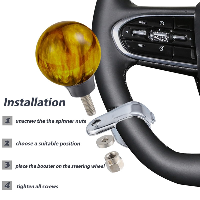 Padaodao Brown Steering Wheel Knob, Ball Spinner Booster Car Power
