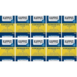 Kappus Lemon Core Soap - Pack of 10 (10 x 150 g) | Traditional Natural Soap for Hands & Body | Fresh Lemon Fragrance | Skin-friendly, No Microplastics, Vegan | Made in Germany