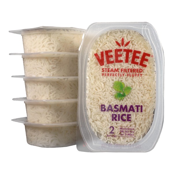 Veetee Basmati Rice - 2 Minute Rice Microwavable Meals - Instant Rice Meals Ready to Eat Gluten Free Precooked Rice - 9.9oz (Pack of 6)