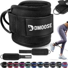 DMoose Fitness Foot Loops Cable Pull - Kickbacks Foot Loop - Foot Cuffs Cable Pull, Cable Pull Foot Straps for Fitness Training - Ankle Straps Foot Straps (Black - Single)
