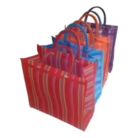 Bolsas De Mandado Mexicana #35 Morral Malla Plástico 12 Pz