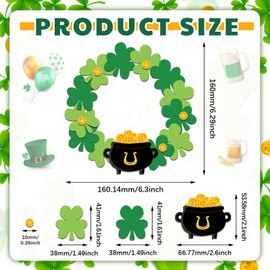 Solsew 24 Sets St. Patrick's Day Crafts for Kids DIY Lucky Shamrock Wreath Crafts Kit Make Your Own Hanging Ornament for Kids St. Patrick's Day Irish Classroom Home Activities Party Favors