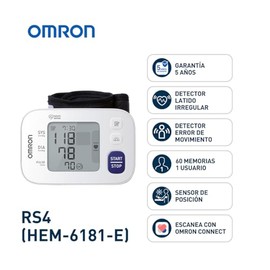 OMRON Baumanómetro automático de muñeca RS4 (HEM-6181-E) con almacenamiento de 60 memorias y 5 años de garantía                                       
