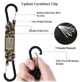 ZXKHYOR 2 Pcs Paracord Keychain with USA Flag, Paracord Carabiner Keychain Clip, Braided Lanyard Utility Ring Hook Outdoor Camping Kit for Outdoor Activities, Camera, Keys, Traveling