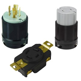OCSParts L15-20 NEMA L15-20 Plug, Connector and Receptacle Set - Rated for 20 Amp, 250V, 4-Wire, 3 Pole - CUL Listed