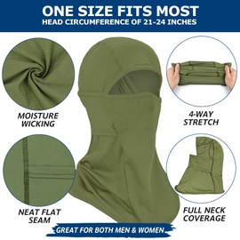 EINSKEY Balaclava Men Women Thin UV Protection Balaclava Breathable Windproof Dustproof for Motorcycling, Cycling, Fishing and Hiking, 2 Green, Unit size