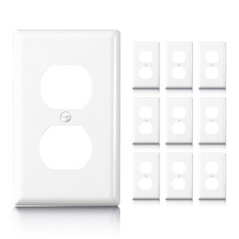 Faith Duplex White Outlet Covers Wall Plate, 1-Gang Light Switch Cover Standard Size 4.55" x 2.76", Unbreakable Polycarbonate Thermoplastic Light Switch or Plug Cover, Outlet Covers White, 10 Pack