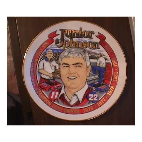 JUNIOR JOHNSON PLATE, STEIN AND STATUE ALL FOR $150, VALUE