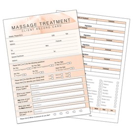 Massage Client Record Card - Treatment Consultation Form for Mobile Therapists & Salons A6 Pack of 50 - Portrait