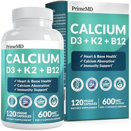 4-in-1 Calcium Supplements for Women & Men - Calcium Citrate with D3 K2 Vitamin 5000 IU - Calcium 600mg with Vitamin D3 K2 - Everyday Vitality Supplem