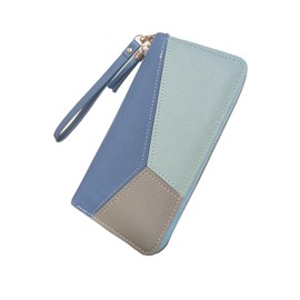 Benixmidart Multifunctional Women's Wallets, Womens Purses Coin Purse with Card Holder, Leather Wallets for Women with Zipper Closure and Multiple Pockets (Blue, L)