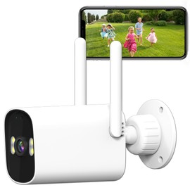 ANTELA Outdoor Surveillance Camera, 2K 3MP WLAN IP Camera with 2-Way Audio, 30 m Full Colour Night Vision, IP66 Waterproof, Person Detection & Motion Detection, 2.4 GHz