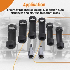 maXpeedingrods 8 Pcs Suspension Strut Nut Socket Tool 16mm 18mm 19mm 21mm 22mm 24mm with 12 Point 1/2" Drive Suspension Strut Spreader Socket