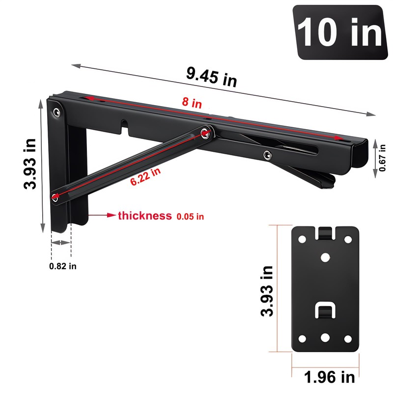 Folding Shelf Brackets， Detachable Folding Bracket，2 Pack Heavy Duty Wall