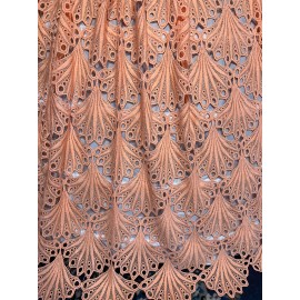Unbranded Peach Sparkly Crochet Embroidery Cotton Lace . Scalloped Edges. Soft. BTY