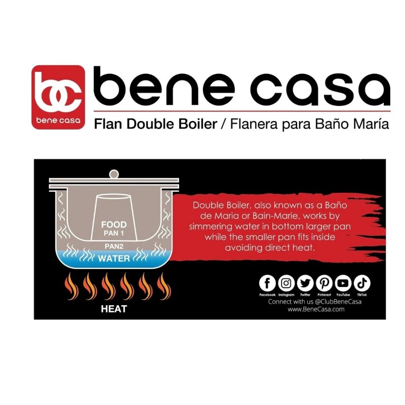 Bene Casa Aluminun Flan Mold Double Boile with Glass Lid