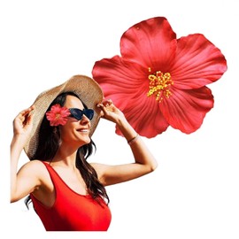 Red Hawaiian Flower Hair Clip for Women Girls Fashion Bohemian Flowers Hair Accessory for Dancer Bridal Wedding Beach Party Hair Clip Hair Accessories
