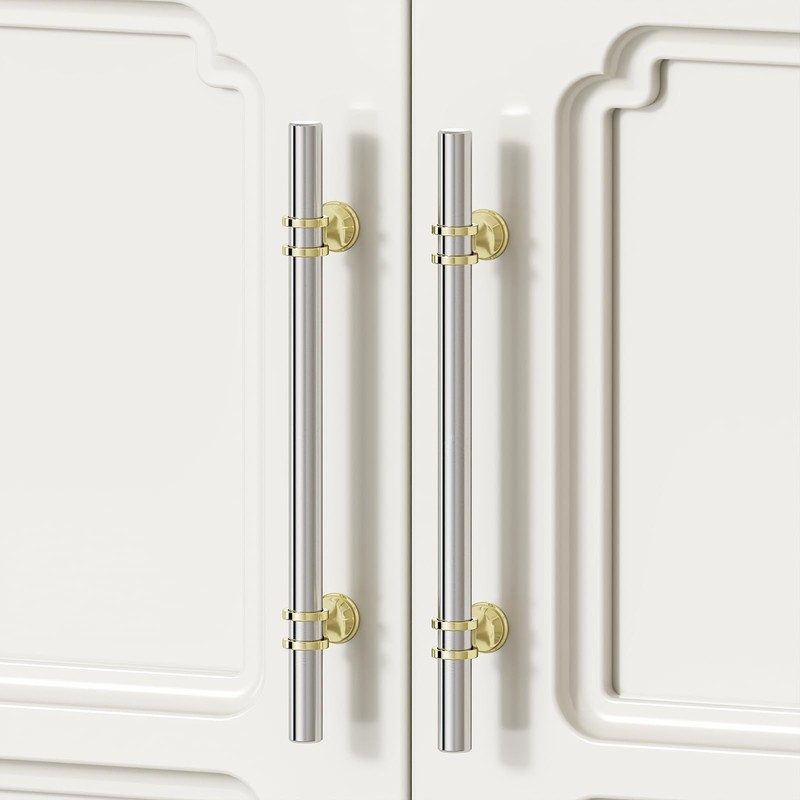 Rergy Cabinet Handles Drawer Pulls and Knobs, 10Pack Brushed Nickel