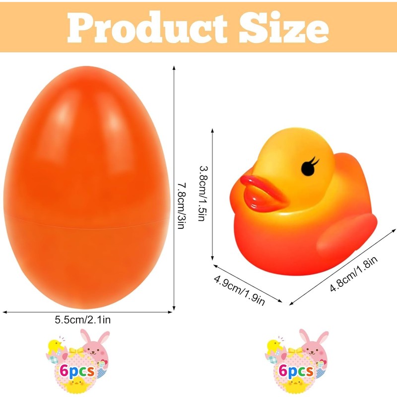 TaimeiMao Pack of 6 Pre-Filled Easter Eggs, Illuminated Bath Toy,