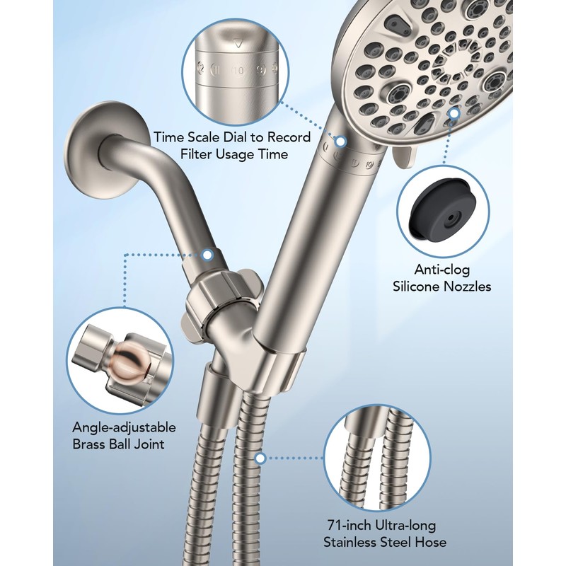 MakeFit Handheld Shower Head with Filter Brushed Nickel - High